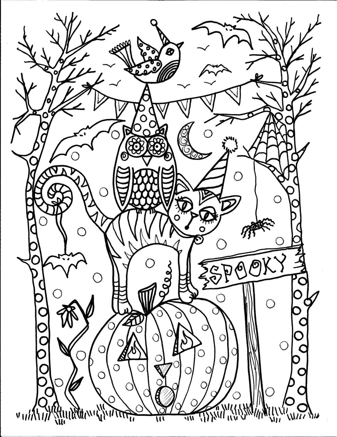 Adult Coloring Pages Halloween
 5 pages Instant Download Halloween Coloring pages 5