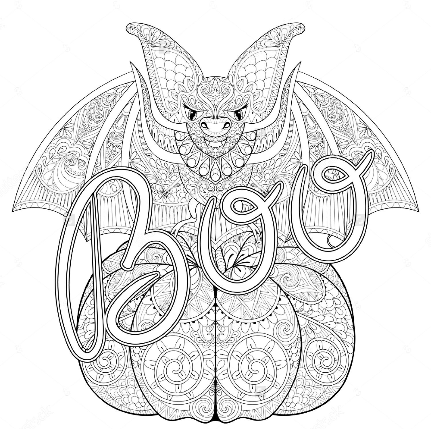 Adult Coloring Pages Halloween
 Halloween zentangle bat Halloween Adult Coloring Pages