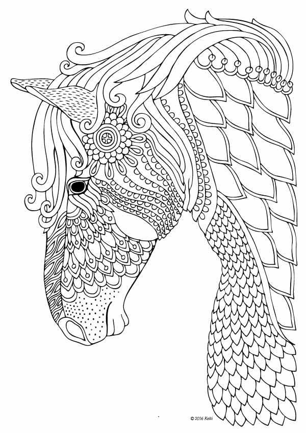 Adult Coloring Pages Horse
 Horse coloring page for adults illustration by Keiti
