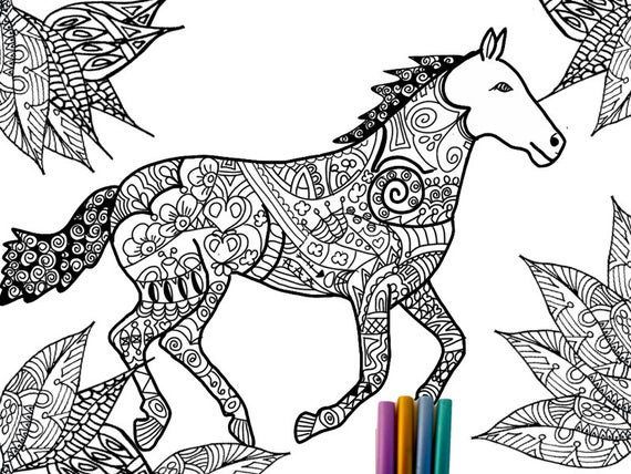 Adult Coloring Pages Horse
 Items similar to Horse Coloring Page on Etsy