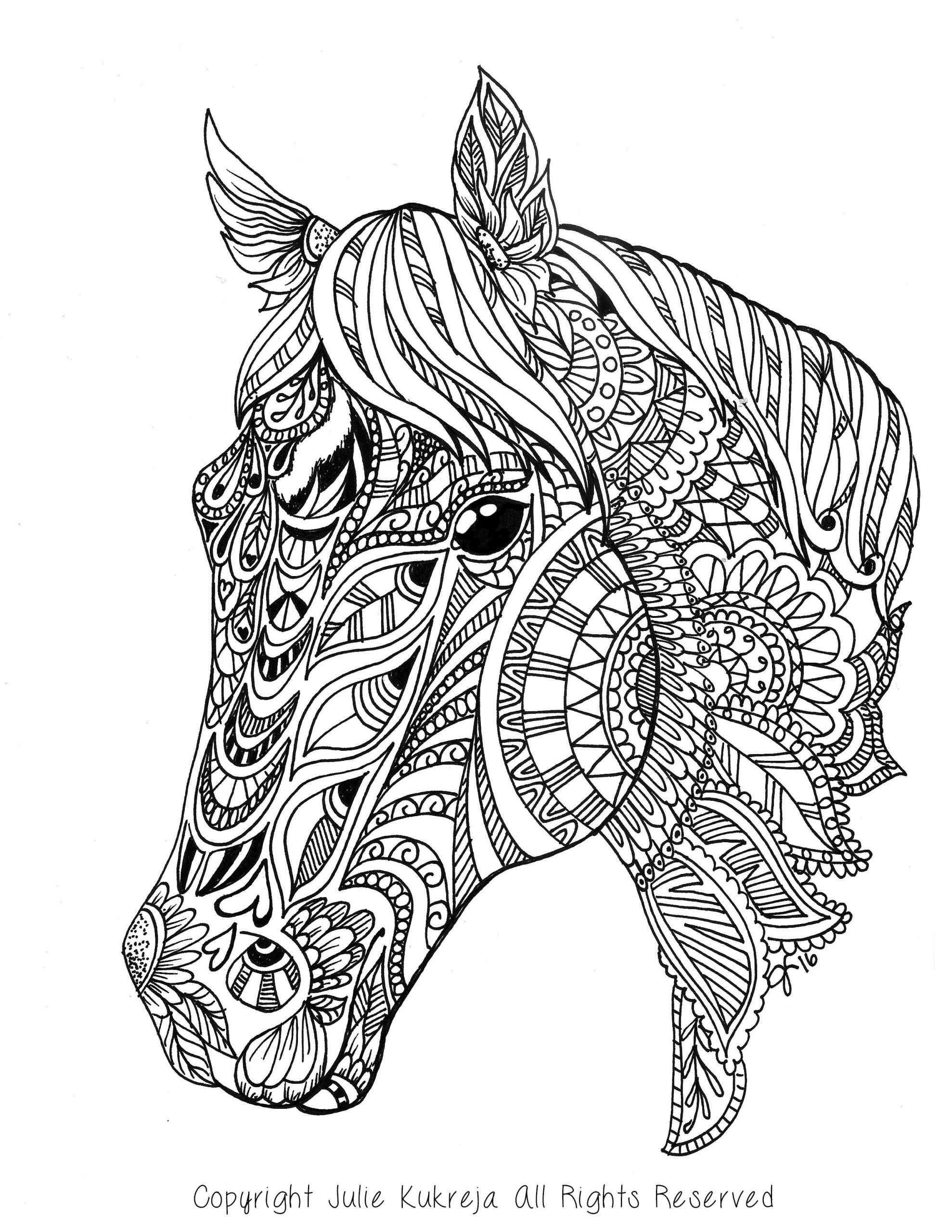 Adult Coloring Pages Horse
 Custom Pet Portrait horse adult coloring book style by