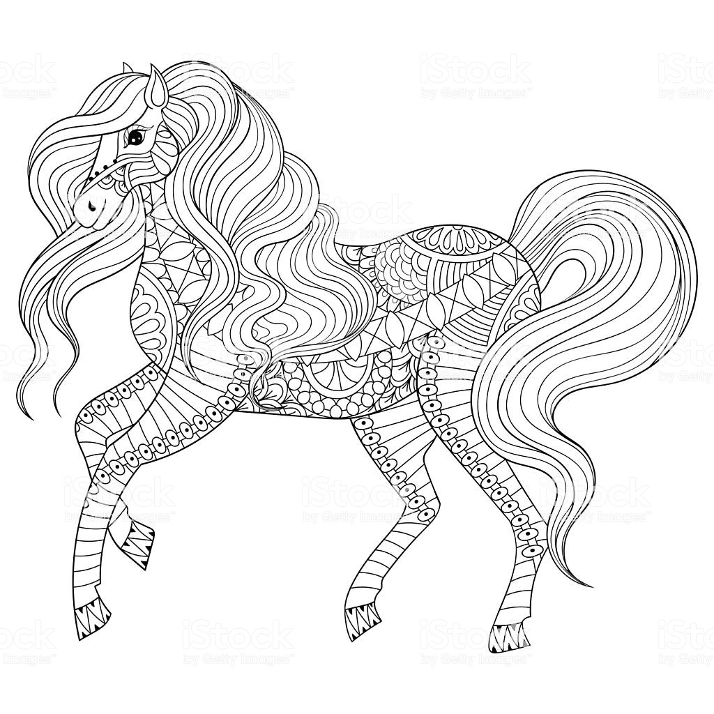 Adult Coloring Pages Horse
 Hand Drawn Horse For Adult Coloring Page Art Therapy Stock