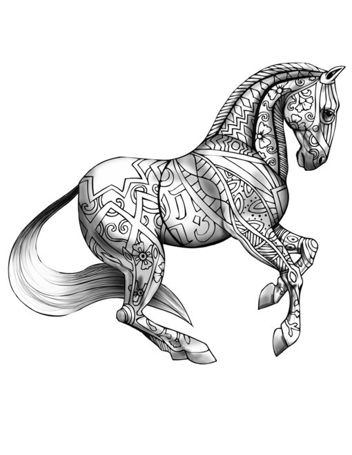 Adult Coloring Pages Horse
 Picture dancing horse shaded 2 SelahWorks