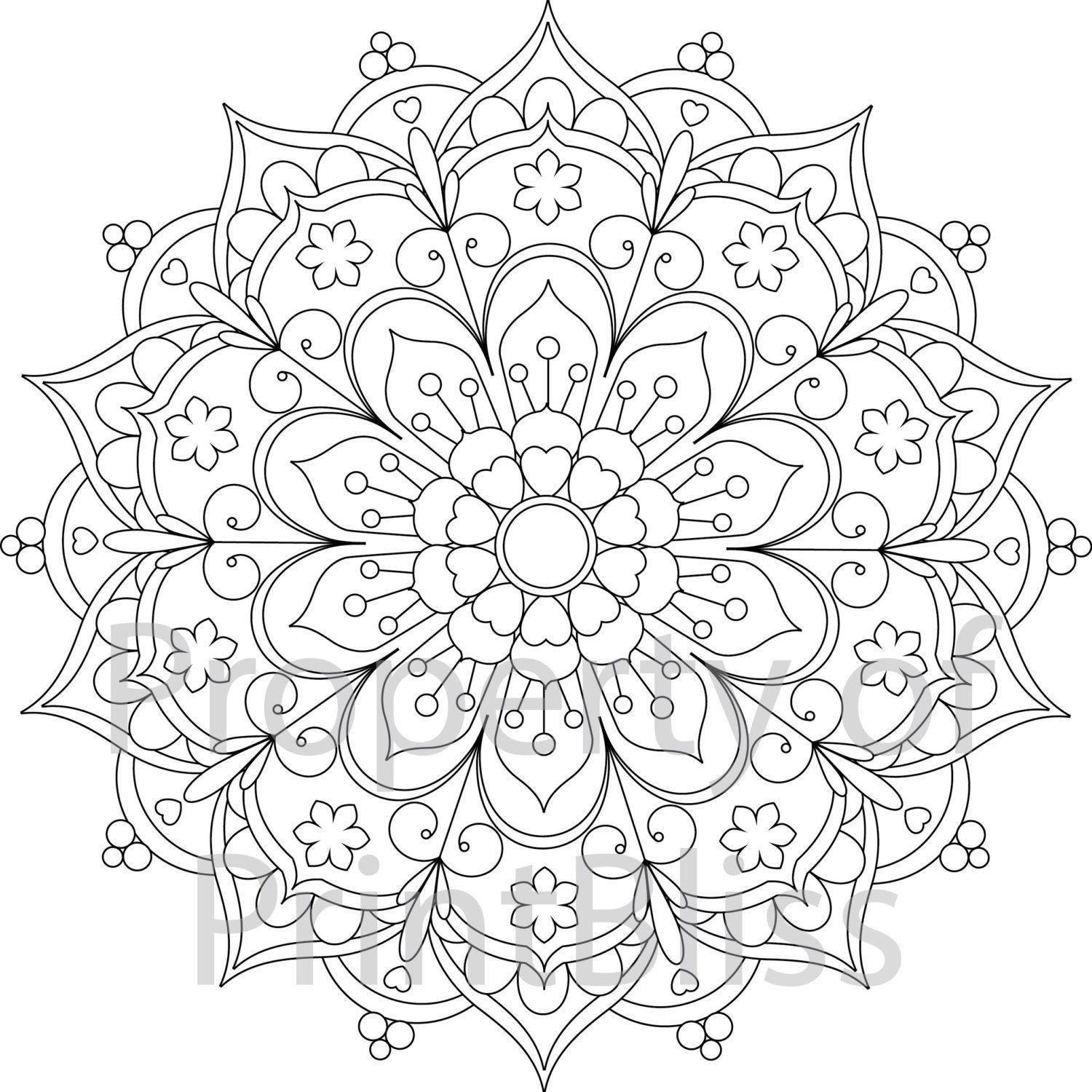 Adult Coloring Pages Patterns Flowers
 25 Flower Mandala printable coloring page by PrintBliss