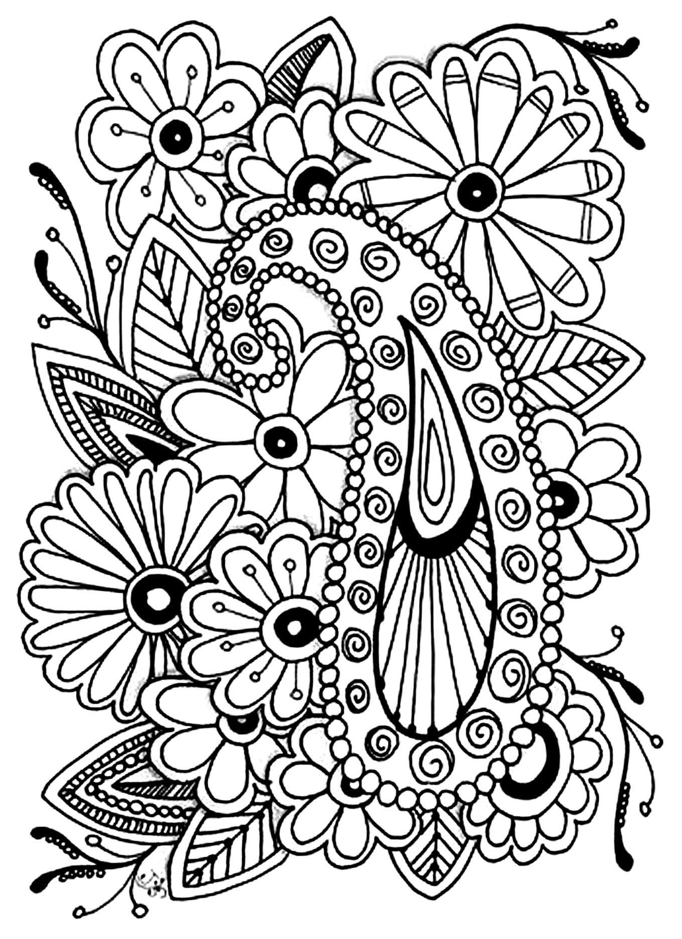 Adult Coloring Pages Patterns Flowers
 Flowers paisley Flowers Adult Coloring Pages