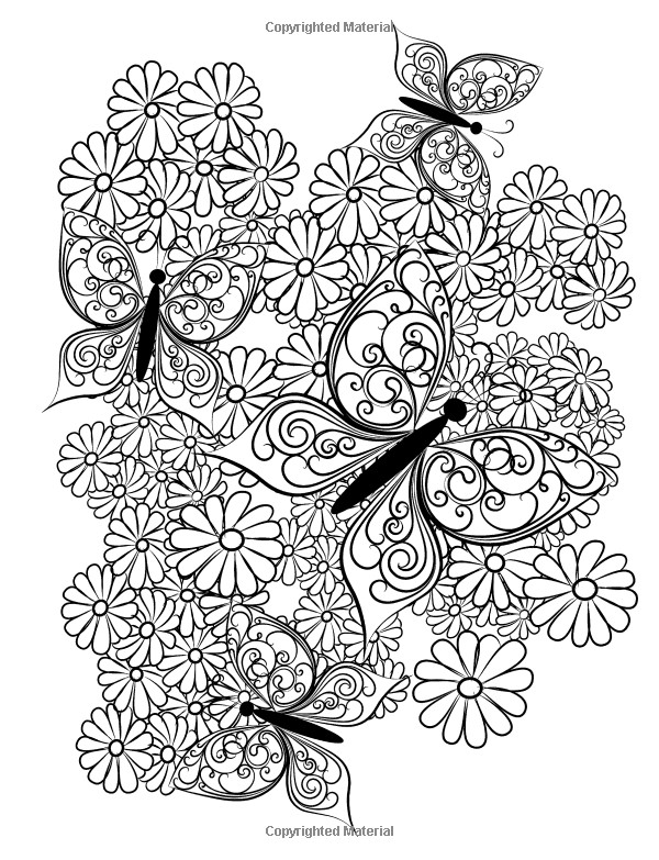 Adult Coloring Pages Patterns Flowers
 Adult Coloring Book Butterflies and Flowers Stress