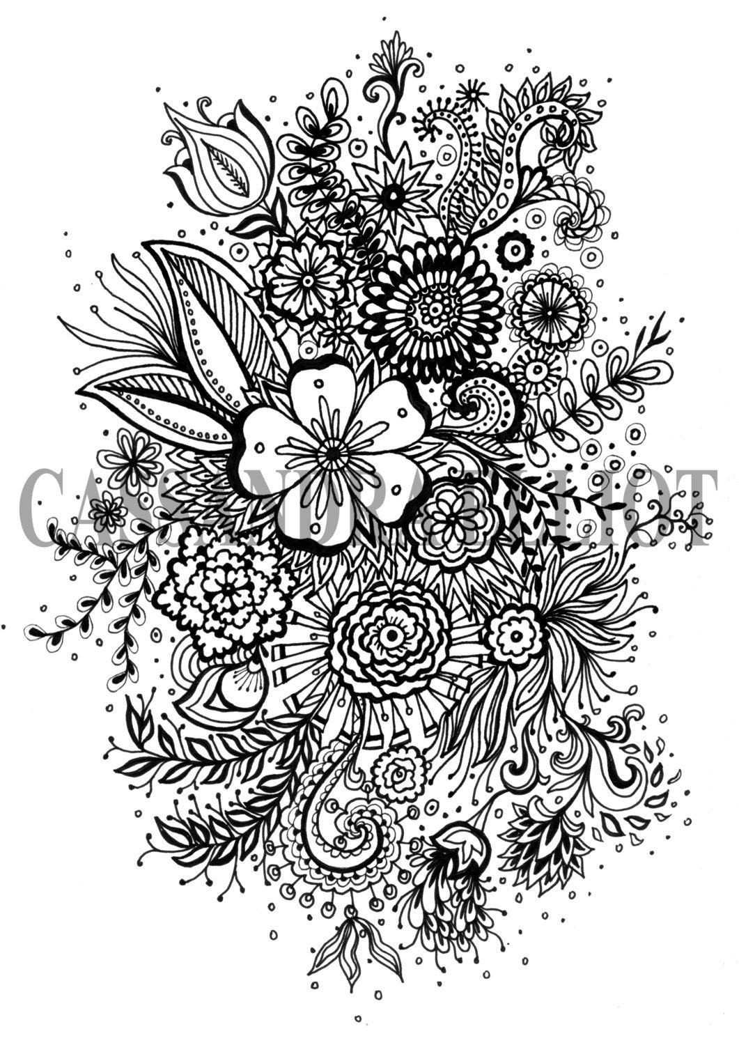 Adult Coloring Pages Patterns Flowers
 Printable Adult Colouring Page Digital Download Print Flower