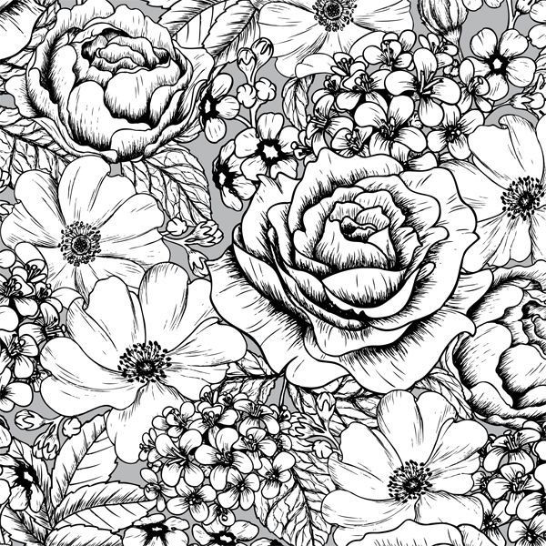 Adult Coloring Pages Patterns Flowers
 A page of gorgeous flowers from the gorgeous Vintage