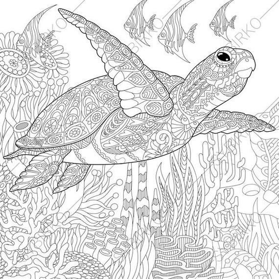 Adult Coloring Pages Turtle
 Adult Coloring Page Sea Turtle Zentangle Doodle Coloring