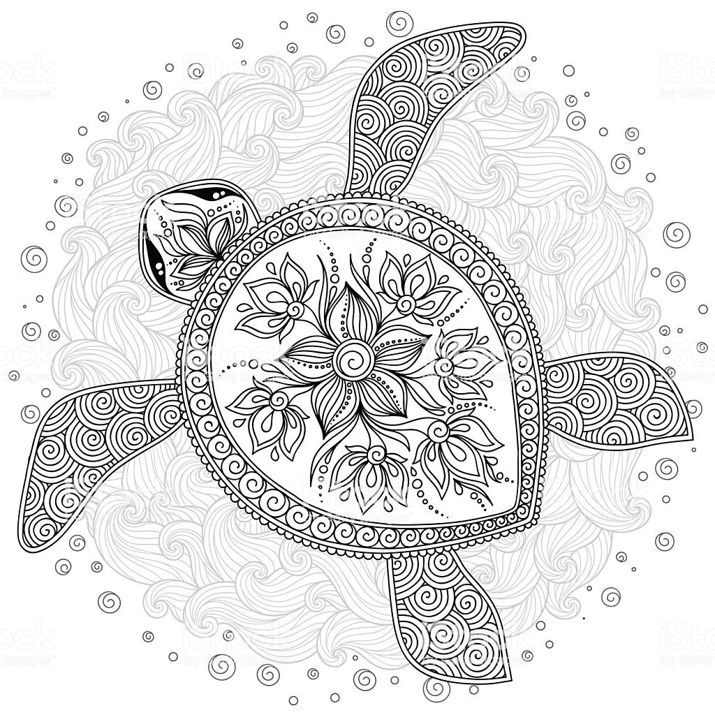 Adult Coloring Pages Turtle
 Pattern For Coloring Book Decorative Graphic Turtle stock