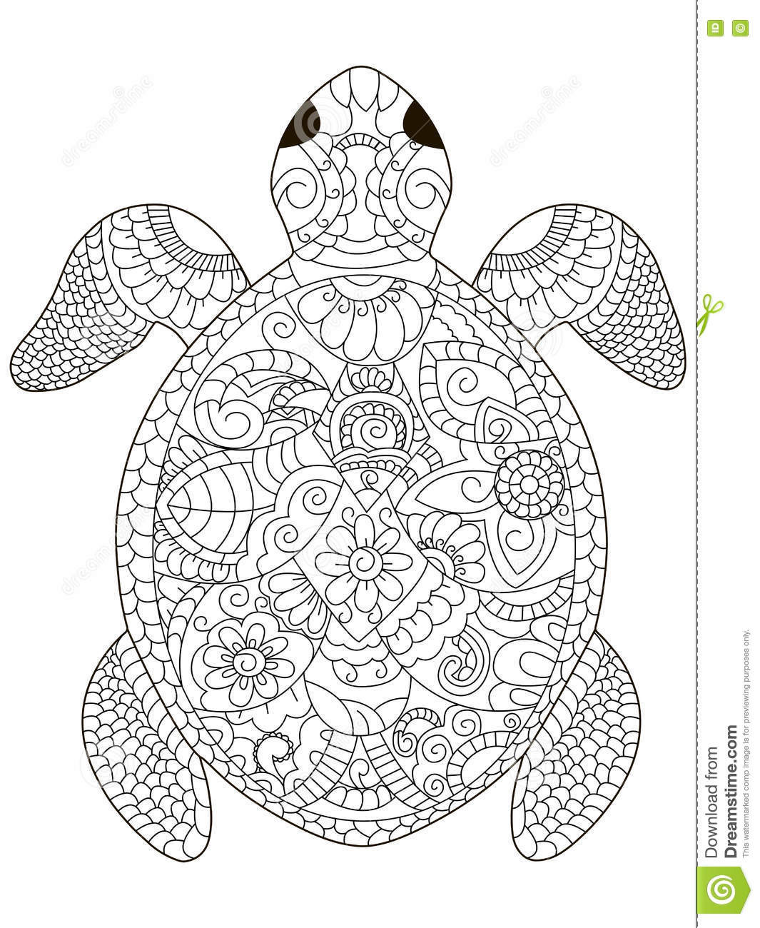 Adult Coloring Pages Turtle
 Sea Turtle Coloring Vector For Adults Stock Vector