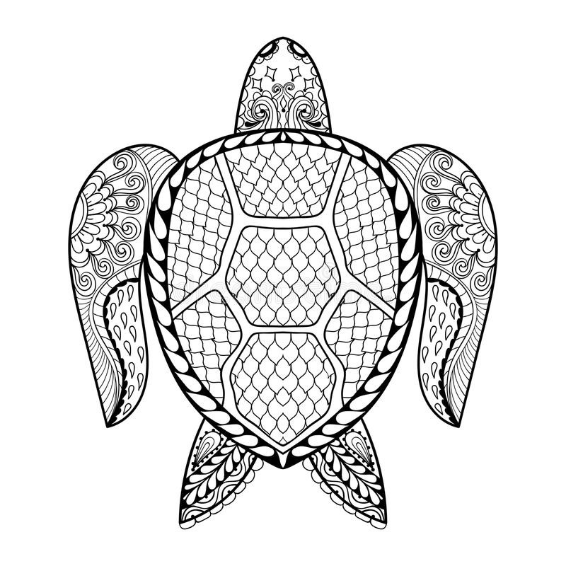 Adult Coloring Pages Turtle
 Hand Drawn Sea Turtle For Adult Coloring Pages In Doodle