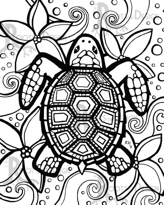 Adult Coloring Pages Turtle
 INSTANT DOWNLOAD Coloring Page Turtle zentangle by RootsDesign