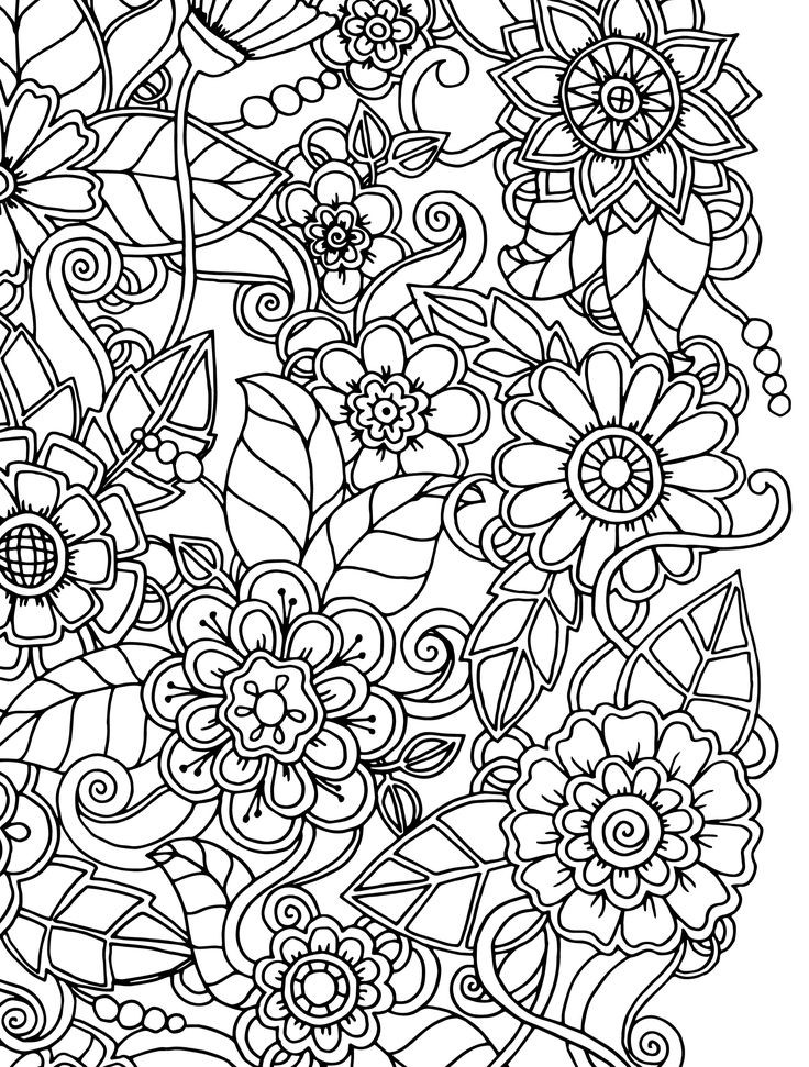 Adult Flower Coloring Pages
 15 CRAZY Busy Coloring Pages for Adults