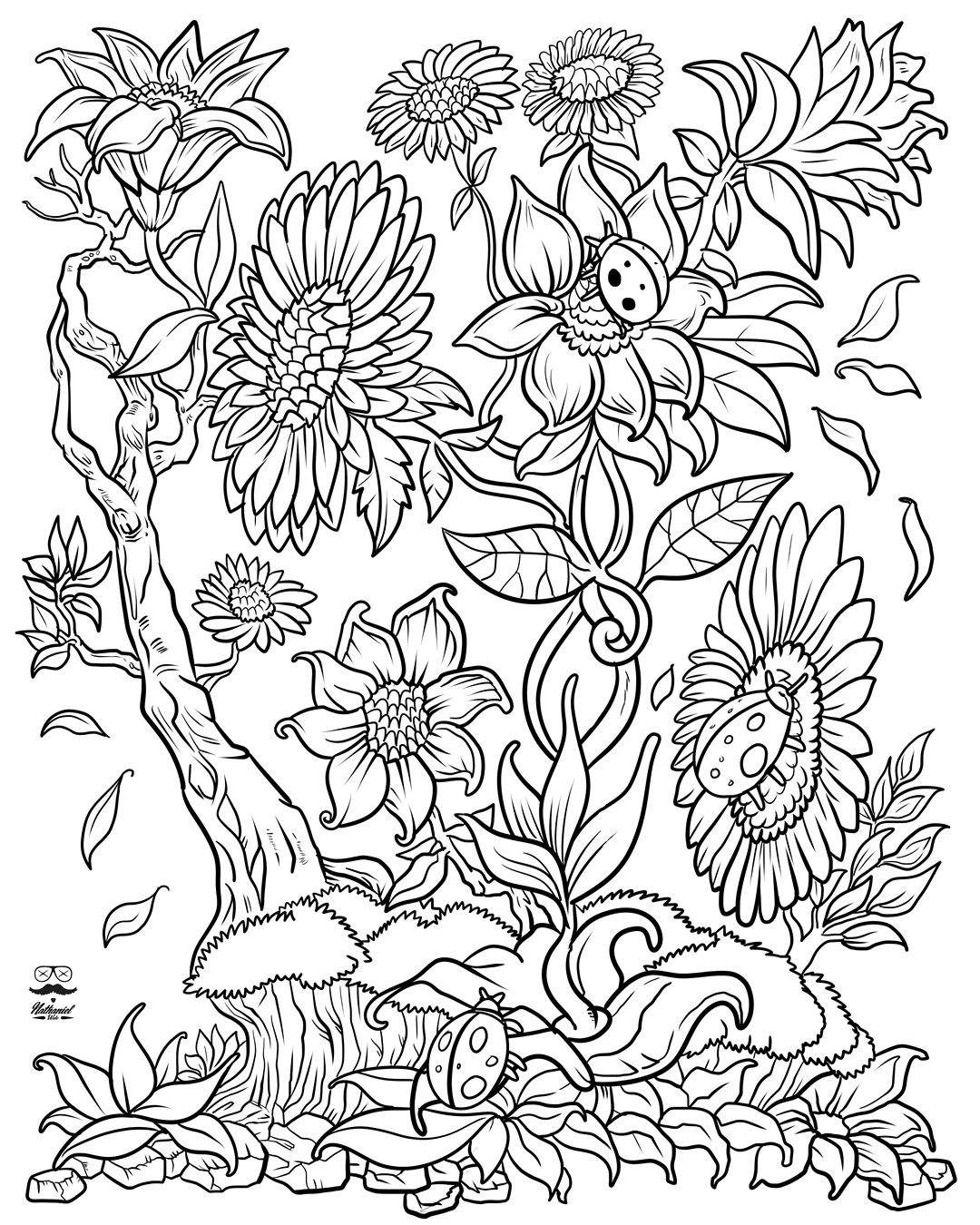 Adult Flower Coloring Pages
 Floral Fantasy Digital Version Adult Coloring Book