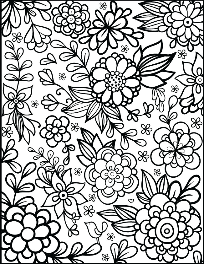Adult Flower Coloring Pages
 Free Floral Printable Coloring Page from filthymuggle