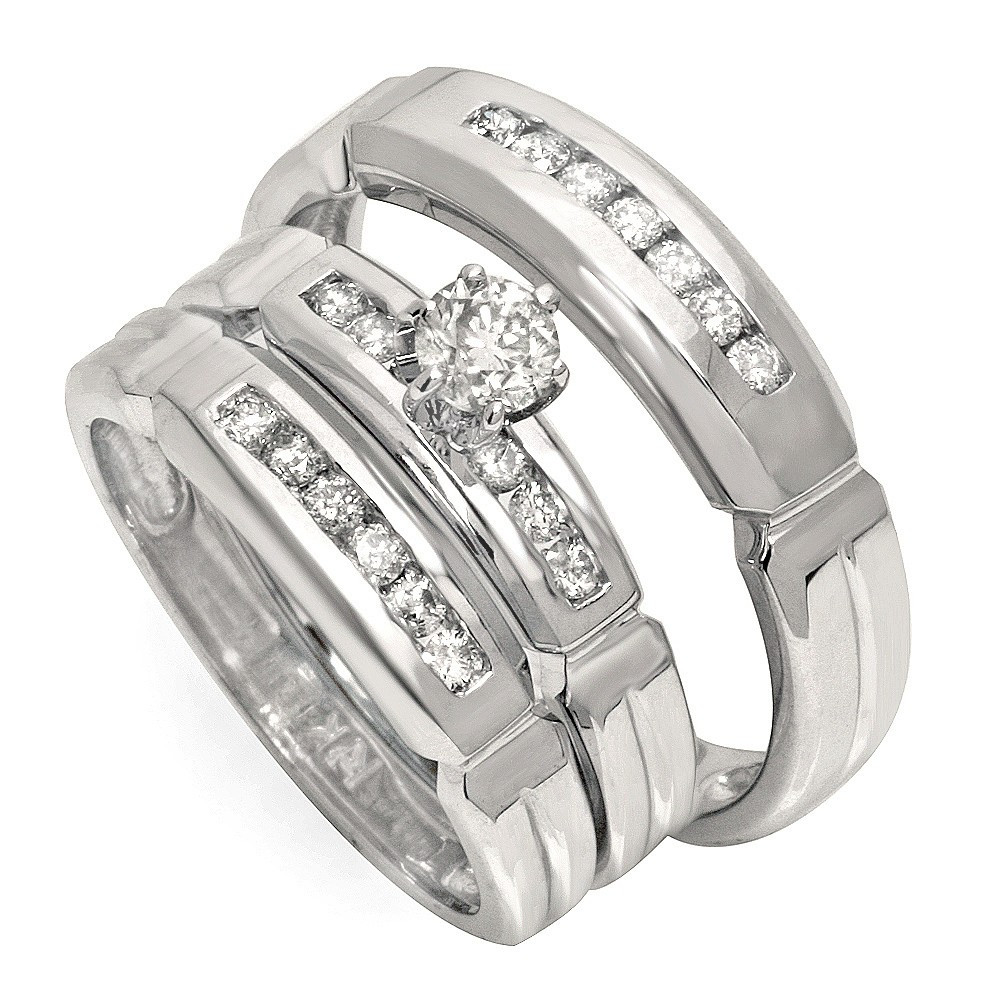 Affordable Wedding Rings For Him And Her
 Luxurious Trio Marriage Rings Half Carat Round Cut Diamond