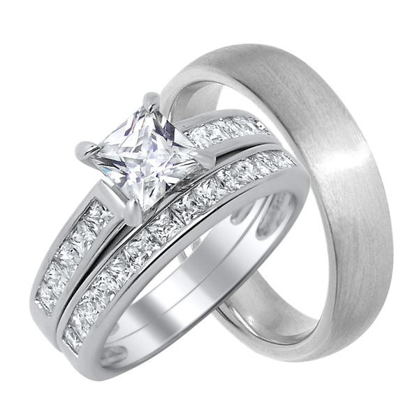 Affordable Wedding Rings For Him And Her
 CZ Wedding Ring Sets Engagement Rings Matching His Her