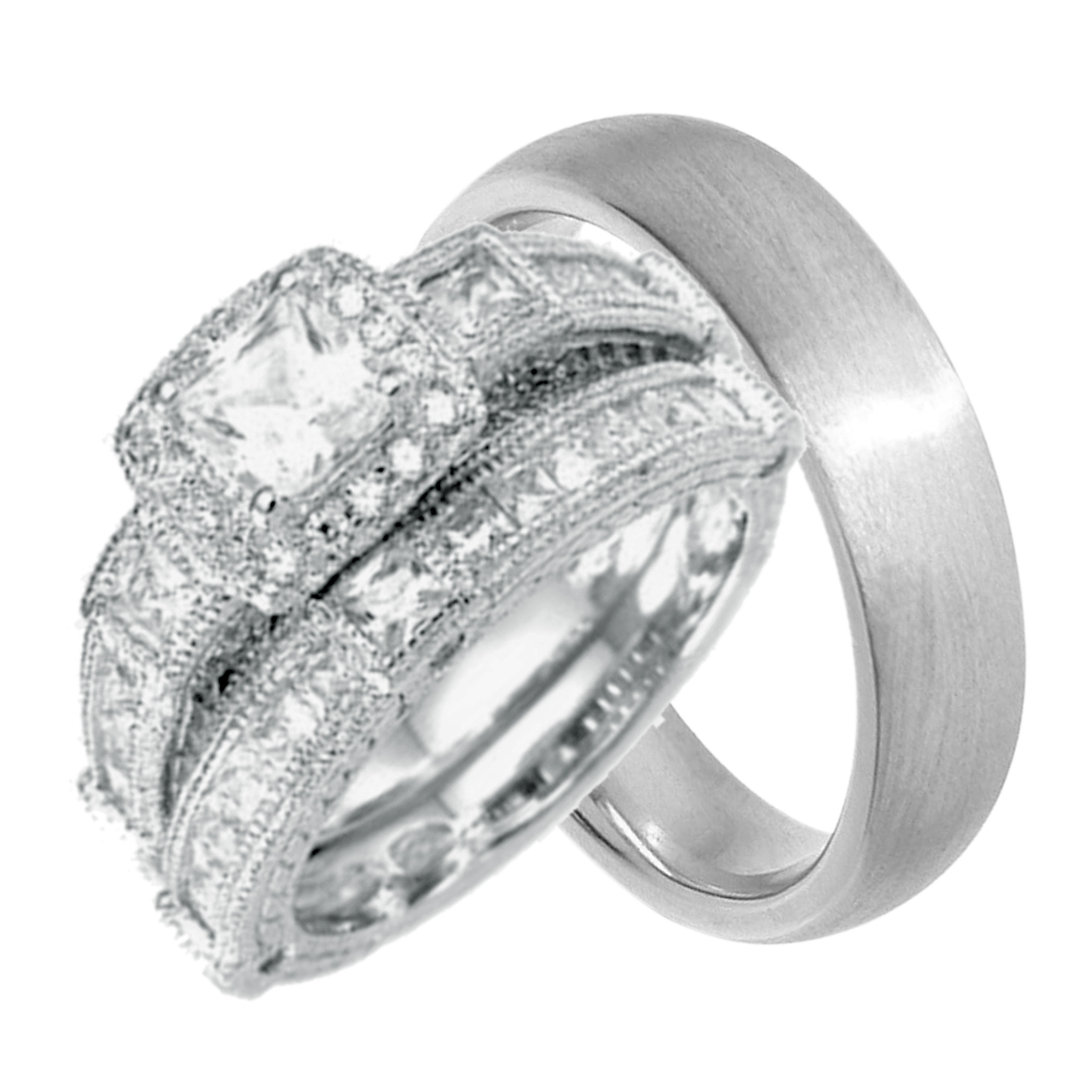 Affordable Wedding Rings For Him And Her
 LaRaso & Co His and Hers Wedding Ring Set Cheap Wedding