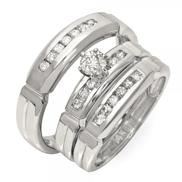 Affordable Wedding Rings For Him And Her
 Luxurious Trio Marriage Rings Half Carat Round Cut Diamond