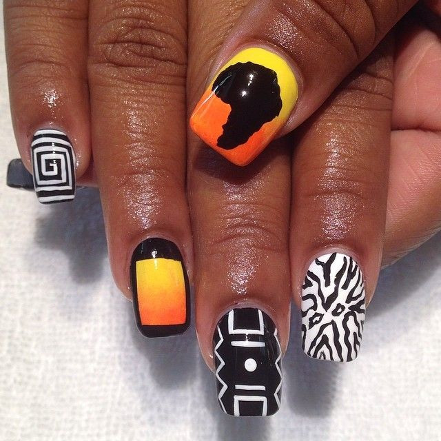 African Nail Designs
 African inspired nails by He Y Nice Nails on Instagram