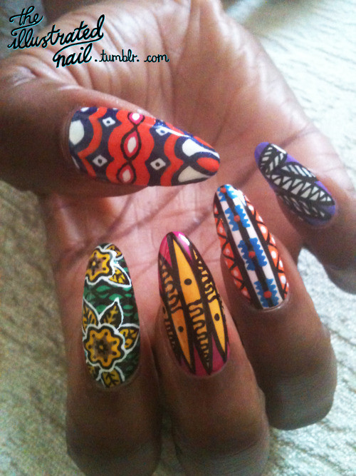 African Nail Designs
 Abina Splendid African inspired nail prints by the