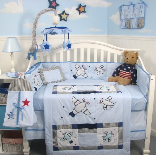 Airplane Baby Decor
 SoHo Airplane Baby Crib Nursery Bedding Set 13 pcs