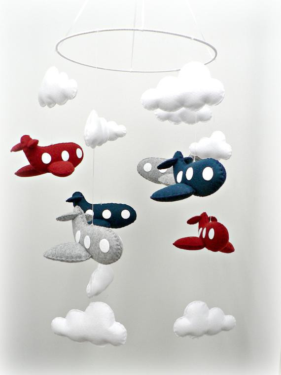 Airplane Baby Decor
 Airplane mobile baby mobile nursery decor by LullabyMobiles