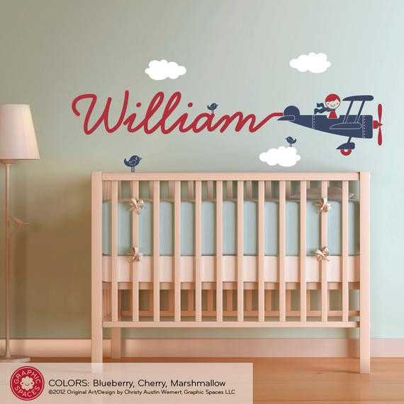 Airplane Baby Room Decor
 Airplane Nursery Wall Art Decal Boy Skywriter by graphicspaces