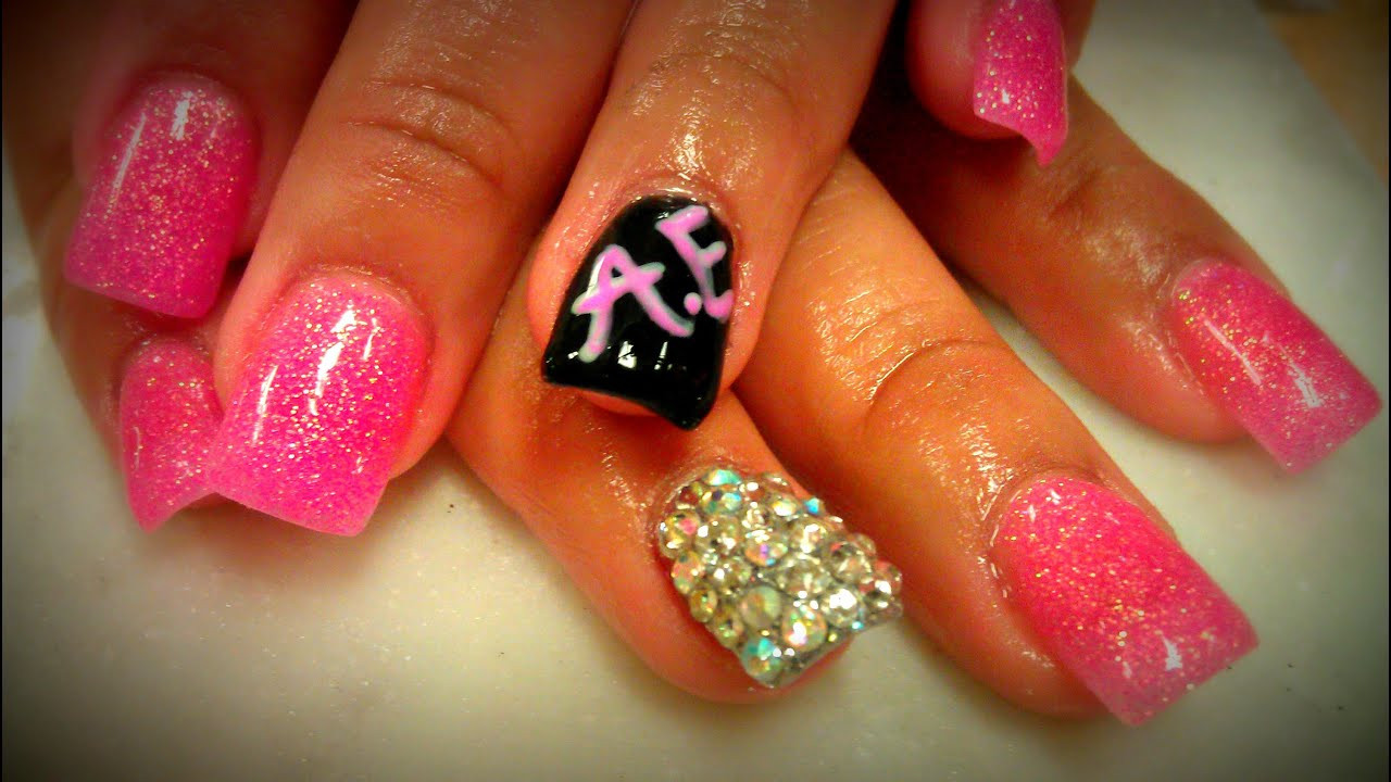 All Glitter Nails
 HOW TO PINK GLITTER ACRYLIC NAILS