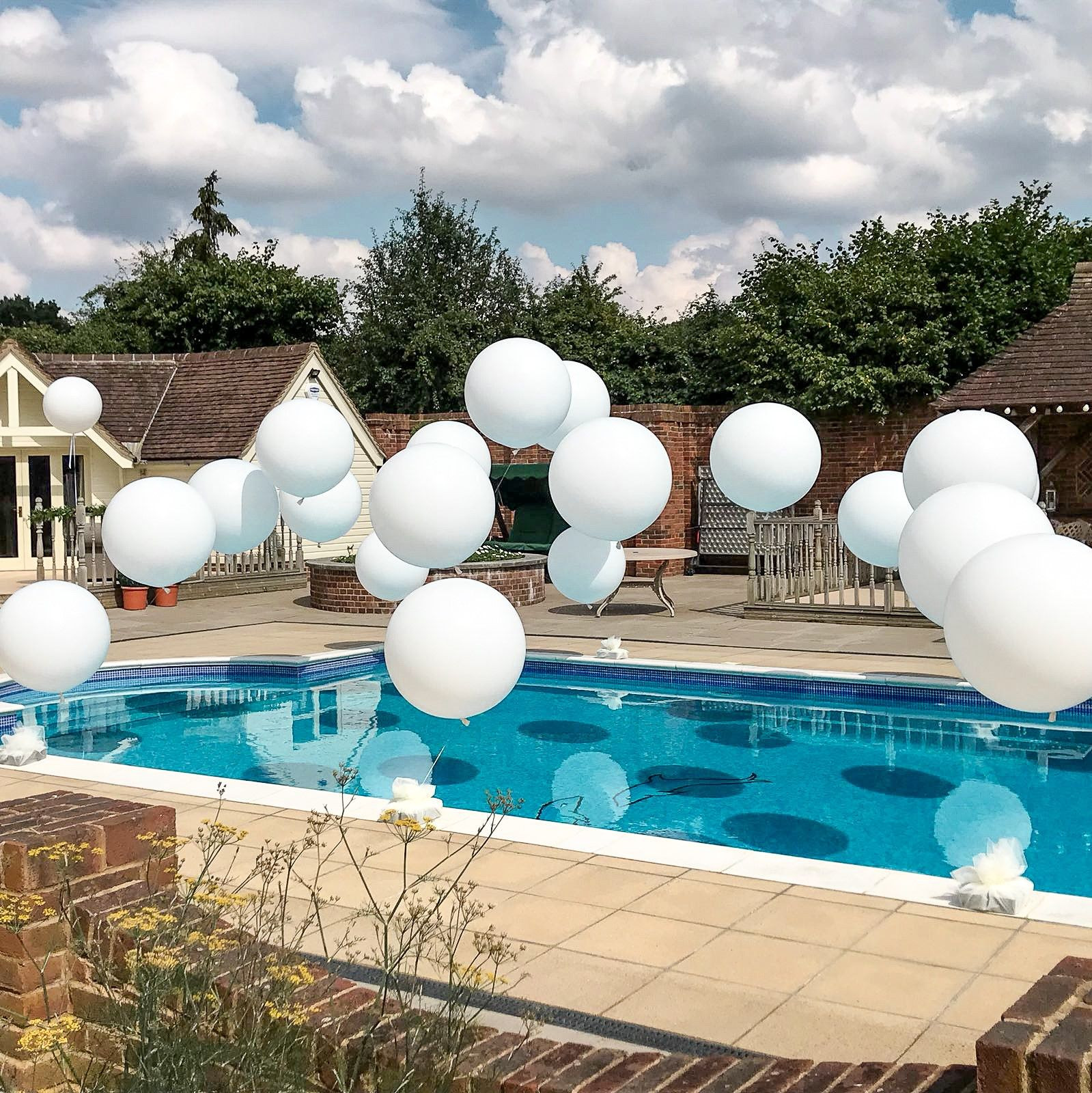 All White Pool Party Ideas
 Pool balloons pool party Lukes 4Oth in 2019