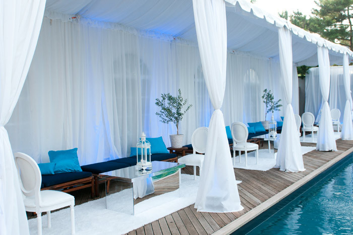 All White Pool Party Ideas
 For a recent pool party the team at Swank Productions