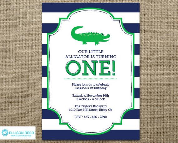 Alligator Birthday Invitations
 Alligator Invitation Alligator Printable First Birthday