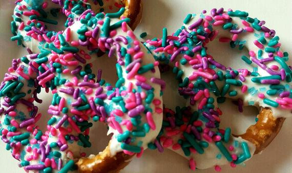 American Gourmet Pretzels
 Gourmet White Chocolate Covered Pretzels Pink Teal Purple
