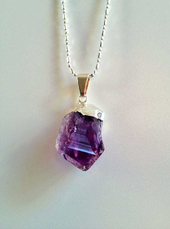 Amethyst Crystal Necklace
 Amethyst Crystal Necklace Purple Amethyst Silver by