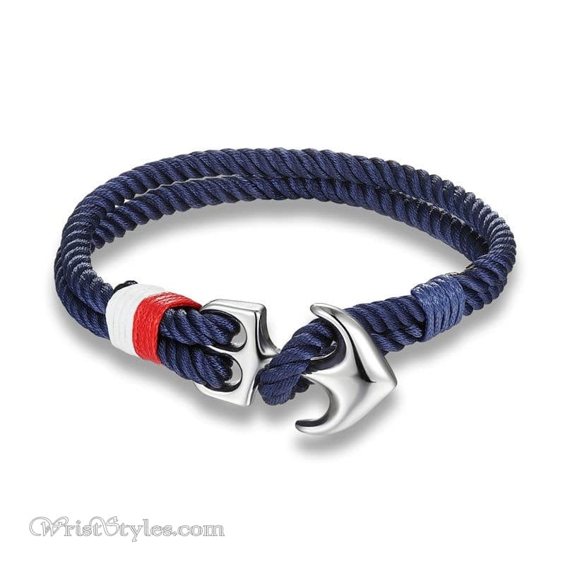 Anchor Rope Bracelet
 Silver Anchor Rope Bracelet – Blue White Red
