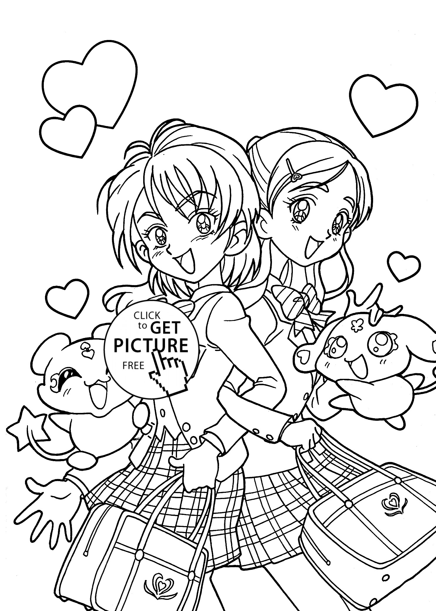 Anime Coloring Pages For Girls
 Funny Pretty cure anime coloring pages for kids printable