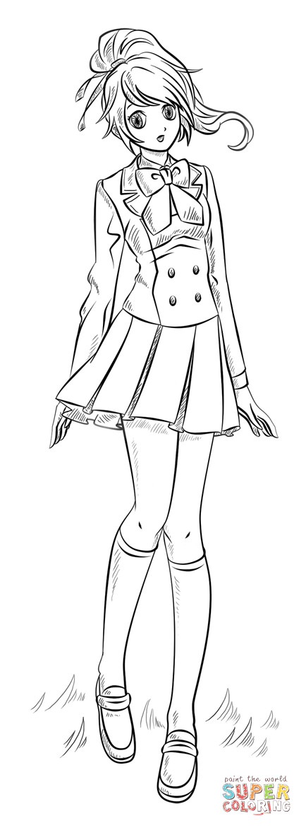 Anime Coloring Pages For Girls
 Anime Girl coloring page