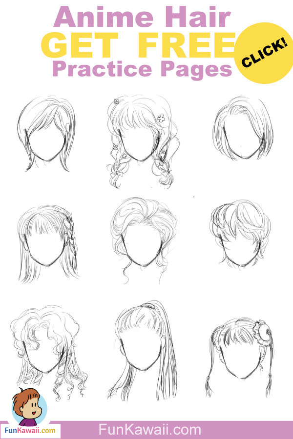 Anime Hairstyles Female
 How to Draw Hair Anime Women Free Printable Practice