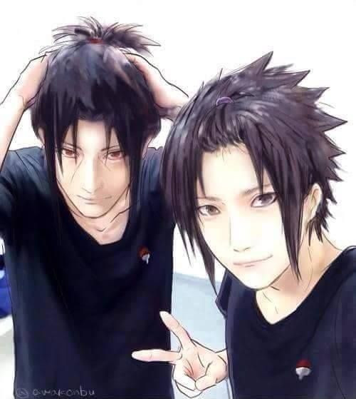 Anime Hairstyles Male Real Life
 Itachi and Sasuke Pin back hair selfie day