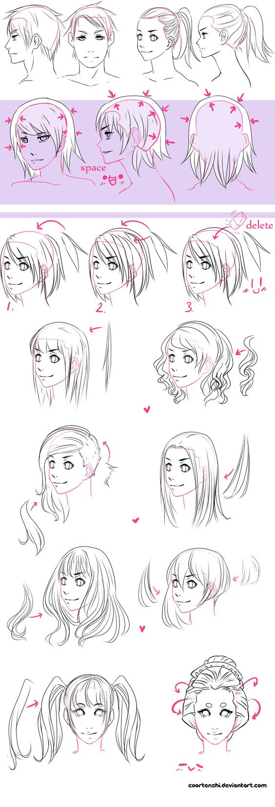 Anime Hairstyles Tutorial
 A hair tutorial by CoorTenshiviantart on