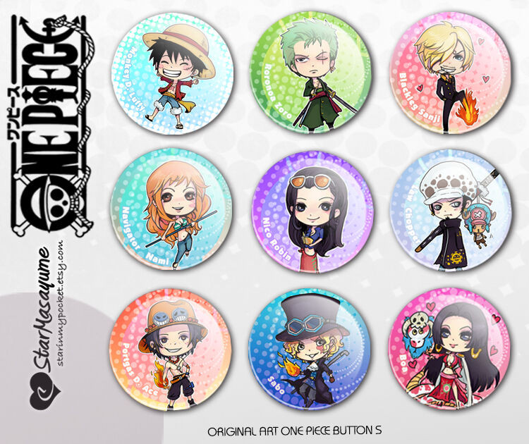 Anime Pins
 e Piece Anime Buttons Chibi Art Pins Luffy Zoro Nami