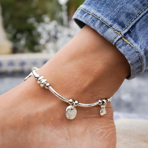 Anklet Bracelet
 Gigi Anklet in Silverplate and Single Leather Strand