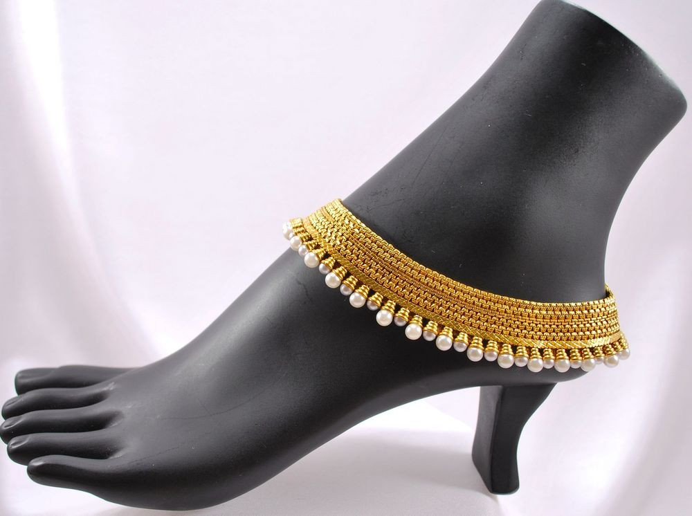 Anklet Bridal
 Gold Tone Anklet Polki Payal Bollywood Indian Bridal Wear