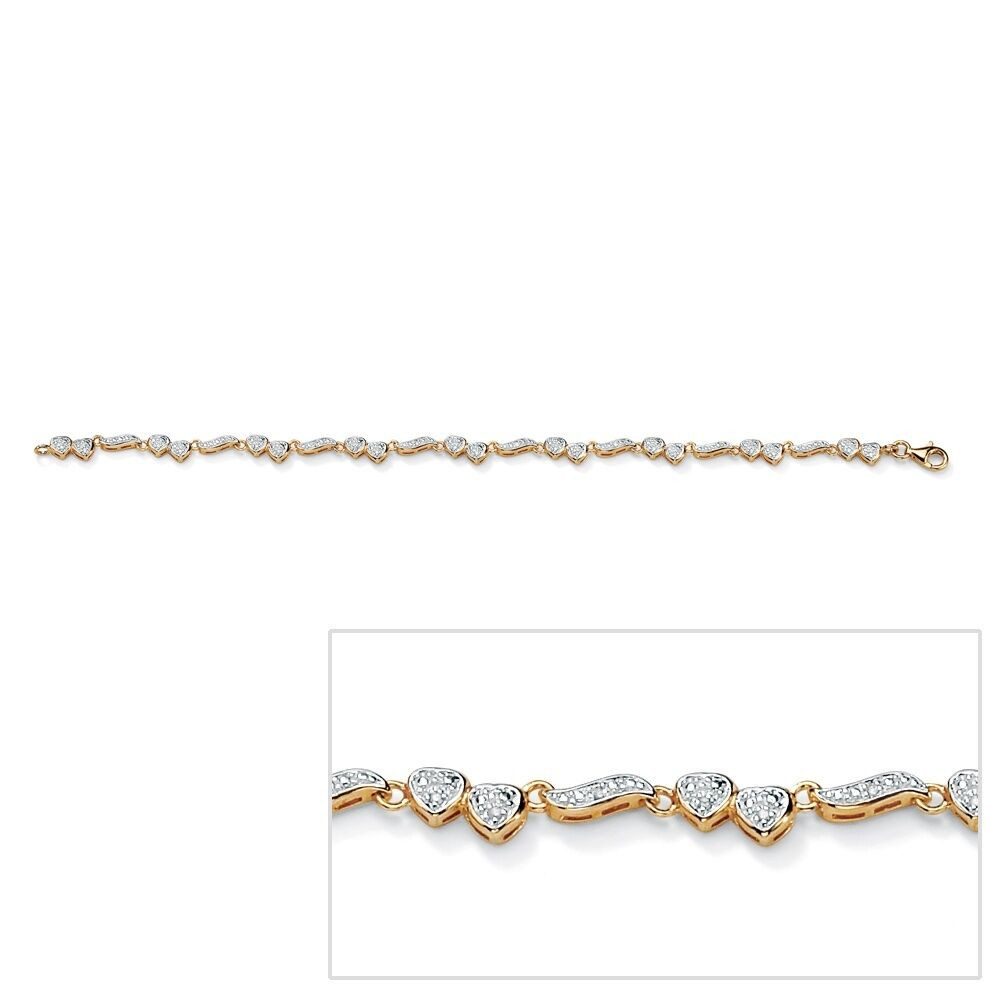 Anklet Diamond
 WOMENS 18K GOLD OVER STERLING SILVER DIAMOND HEART ANKLE