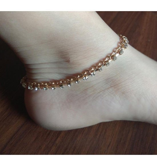 Anklet Diamond
 FAKE DIAMOND WITH PARALLEL CHAIN ANKLET