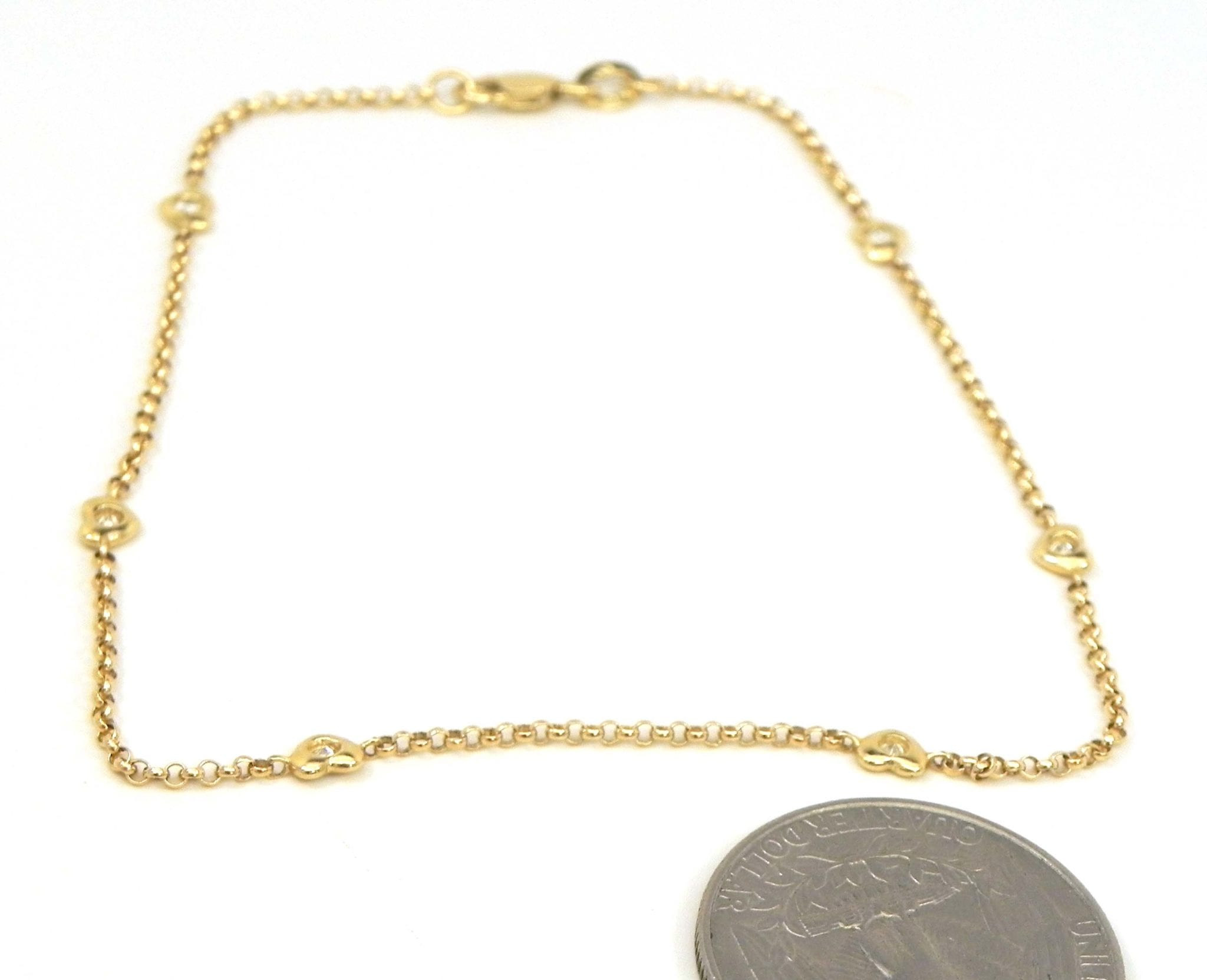 Anklet Diamond
 La s 14k Yellow Gold Diamonds Heart Anklet