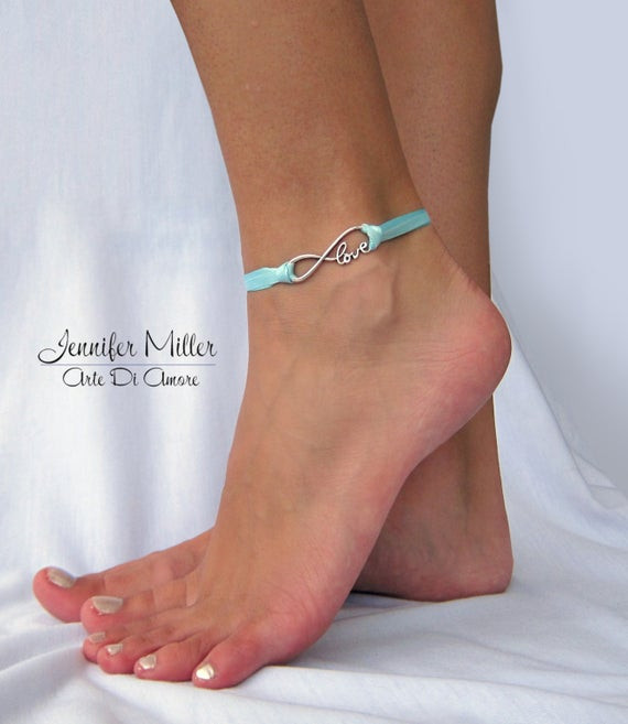 Anklet For Bride
 Something Blue Infinite Love Ribbon Wedding Anklet for Bride