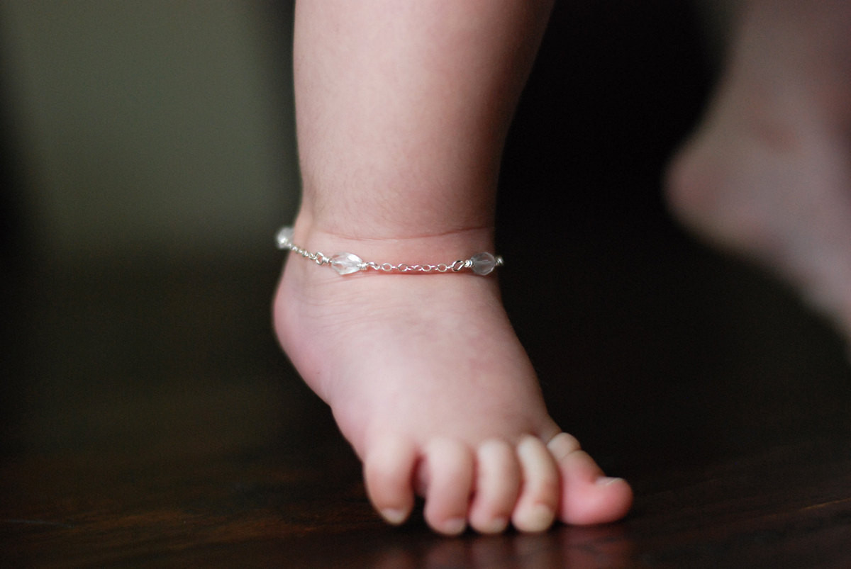 Anklet For Girls
 Sterling silver and Crystal baby ankle braceletbaby girl