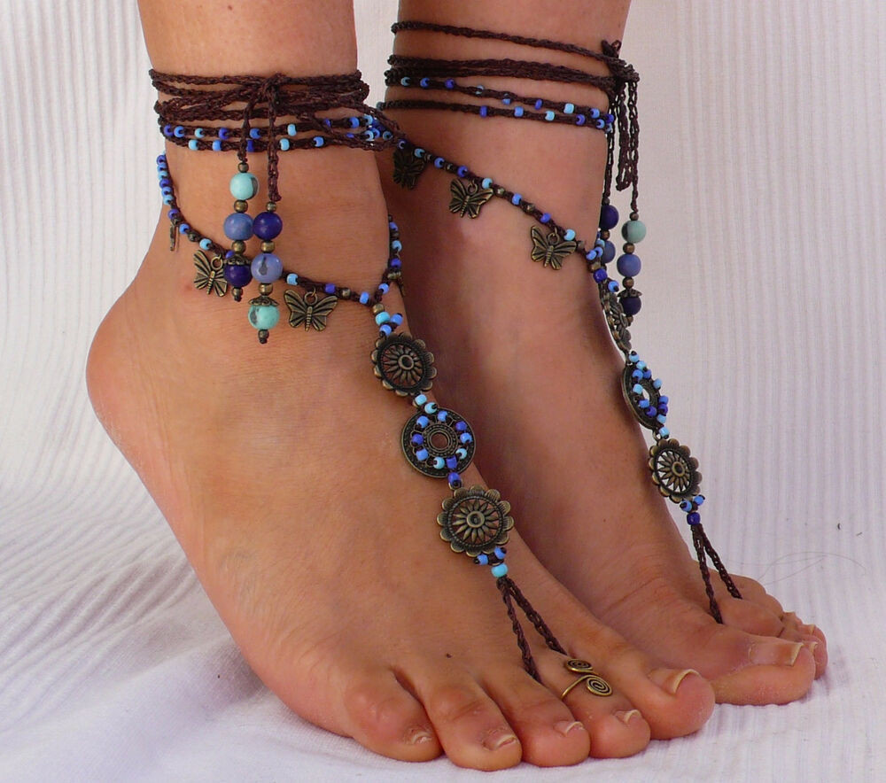 Anklet Hippie
 Sky MANDALA BAREFOOT SANDALS foot jewelry hippie sandals
